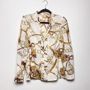 Chain Print Split Neck Shirt